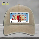 Zombie Alaska State Novelty License Plate Hat Unconstructed Cotton / Khaki