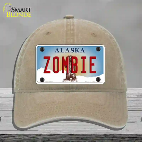 Zombie Alaska State Novelty License Plate Hat Unconstructed Cotton / Khaki