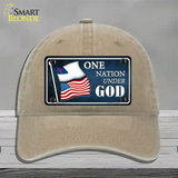 One Nation Under God Flags Novelty License Plate Hat Unconstructed Cotton / Khaki