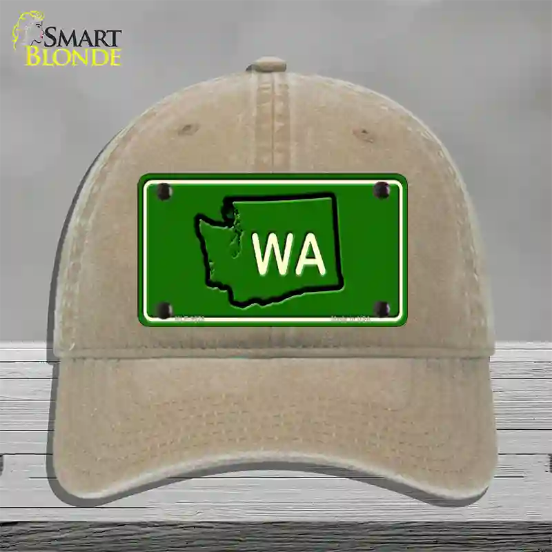 WA State Novelty License Plate Hat Unconstructed Cotton / Khaki