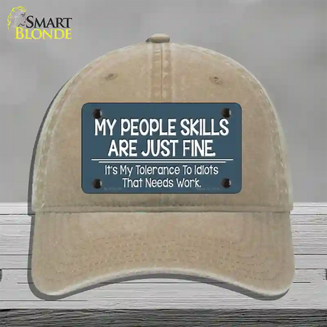 My People Skills Novelty License Plate Hat Unconstructed Cotton / Khaki