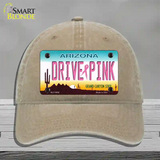 Drive Pink Arizona Novelty License Plate Hat Unconstructed Cotton / Khaki