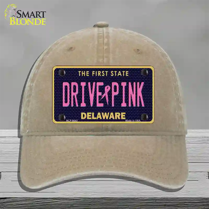 Drive Pink Delaware Novelty License Plate Hat Unconstructed Cotton / Khaki