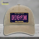 Drive Pink Delaware Novelty License Plate Hat Unconstructed Cotton / Khaki