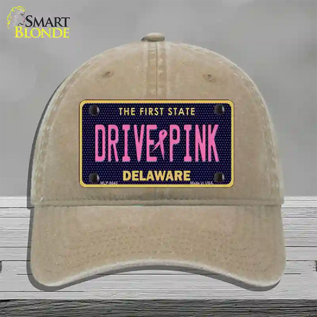 Drive Pink Delaware Novelty License Plate Hat Unconstructed Cotton / Khaki