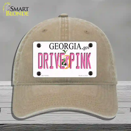 Drive Pink Georgia Novelty License Plate Hat Unconstructed Cotton / Khaki