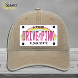 Drive Pink Hawaii Novelty License Plate Hat Unconstructed Cotton / Khaki