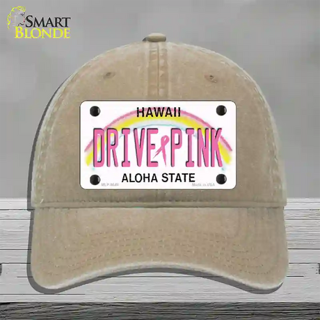 Drive Pink Hawaii Novelty License Plate Hat Unconstructed Cotton / Khaki