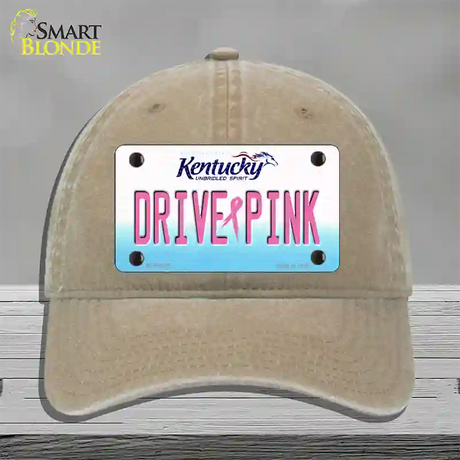 Drive Pink Kentucky Novelty License Plate Hat Unconstructed Cotton / Khaki