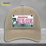 Drive Pink Louisiana Novelty License Plate Hat Unconstructed Cotton / Khaki