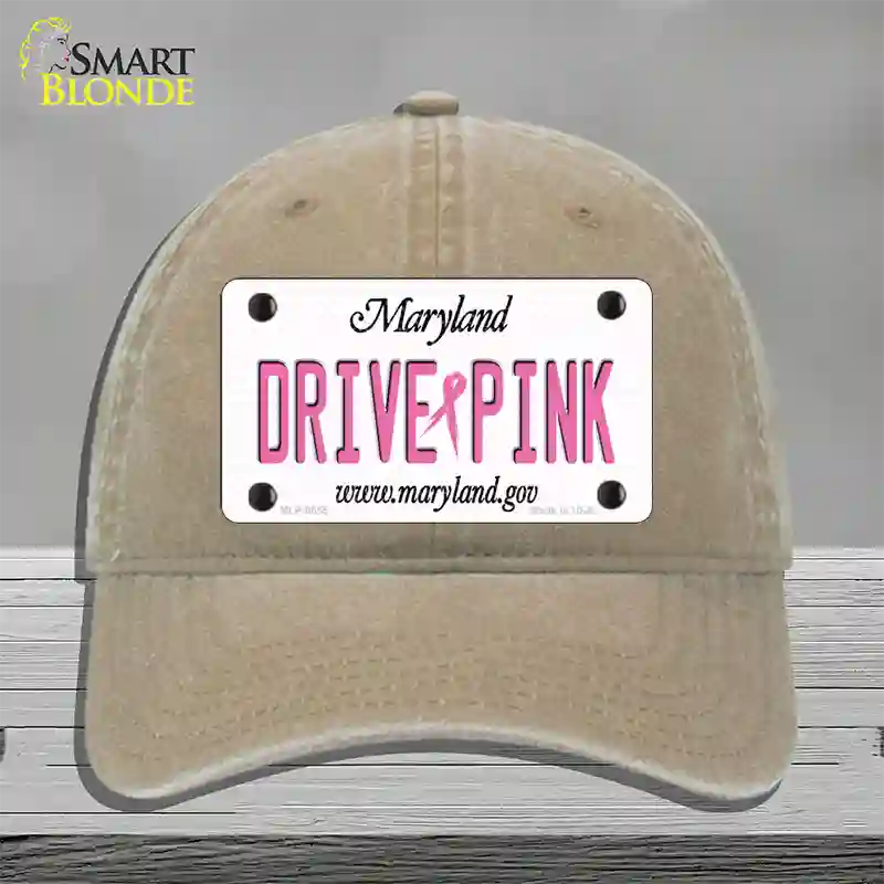 Drive Pink Maryland Novelty License Plate Hat Unconstructed Cotton / Khaki