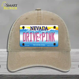 Drive Pink Nevada Novelty License Plate Hat Unconstructed Cotton / Khaki