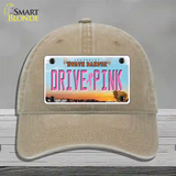 Drive Pink North Dakota Novelty License Plate Hat Unconstructed Cotton / Khaki