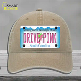 Drive Pink South Carolina Novelty License Plate Hat Unconstructed Cotton / Khaki