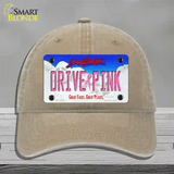 Drive Pink South Dakota Novelty License Plate Hat Unconstructed Cotton / Khaki