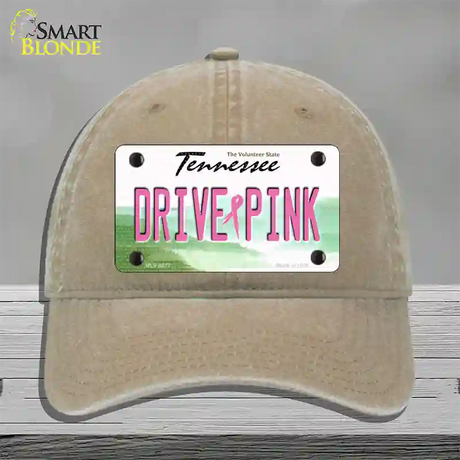 Drive Pink Tennessee Novelty License Plate Hat Unconstructed Cotton / Khaki