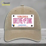 Drive Pink Virginia Novelty License Plate Hat Unconstructed Cotton / Khaki