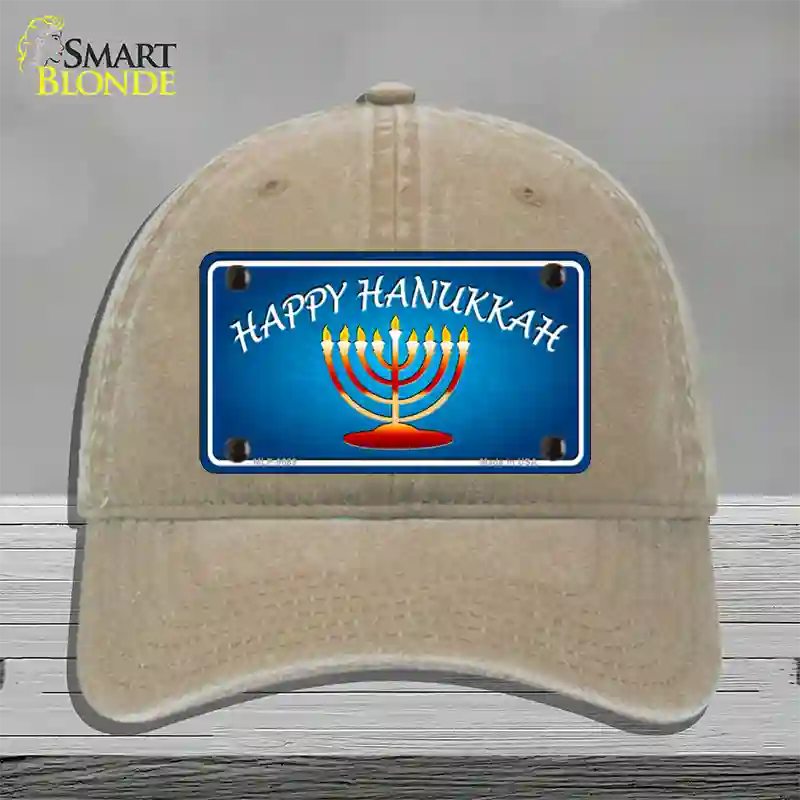 Hanukkah Novelty License Plate Hat Unconstructed Cotton / Khaki