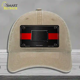 South Dakota Thin Red Line Novelty License Plate Hat Unconstructed Cotton / Khaki