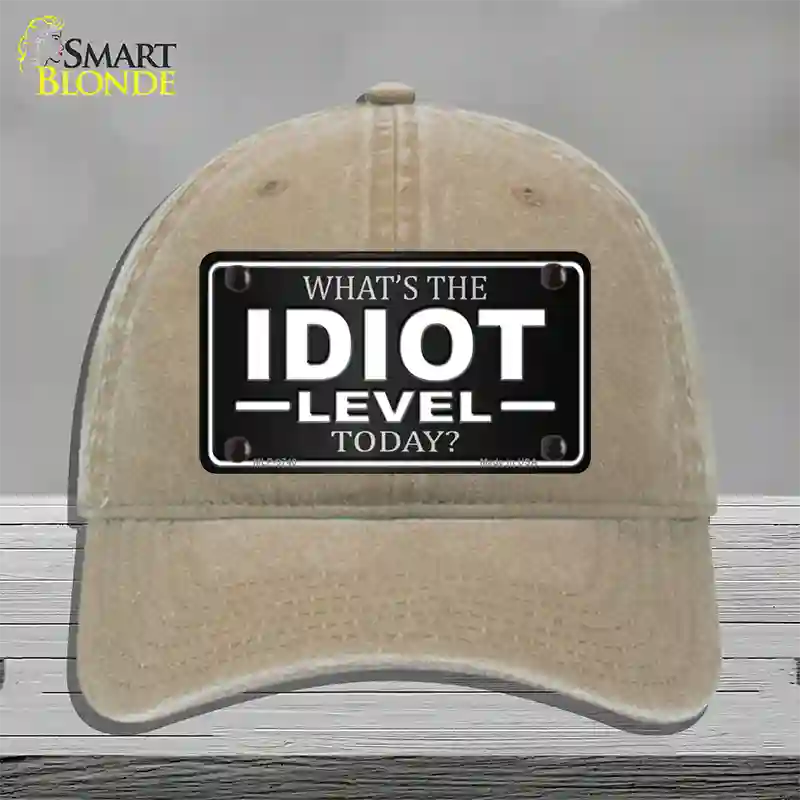 Idiot Level Novelty License Plate Hat Unconstructed Cotton / Khaki