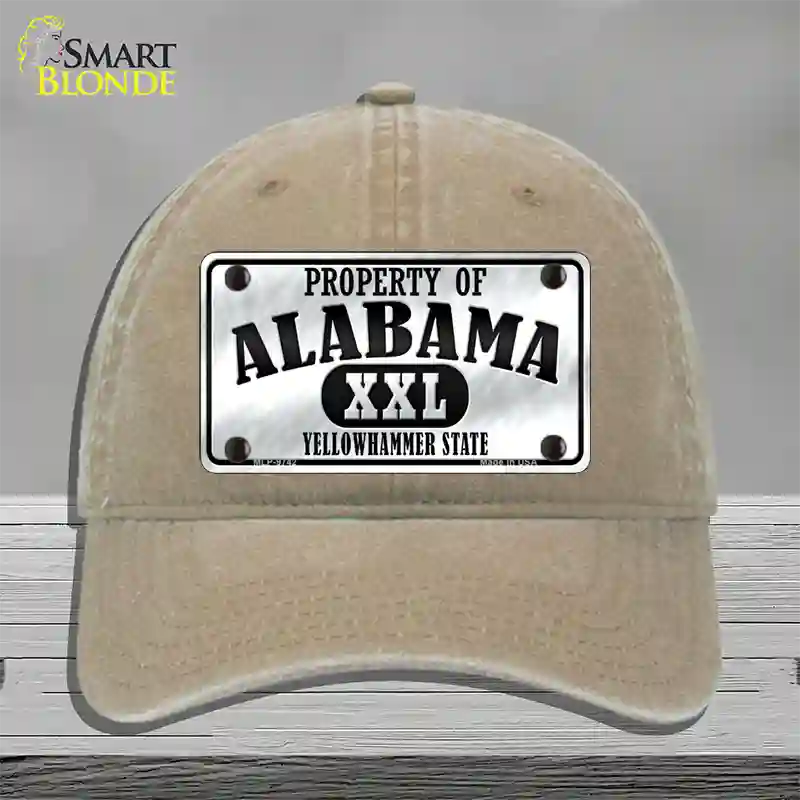 Property Of Alabama Novelty License Plate Hat Unconstructed Cotton / Khaki