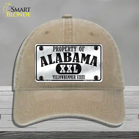 Property Of Alabama Novelty License Plate Hat Unconstructed Cotton / Khaki