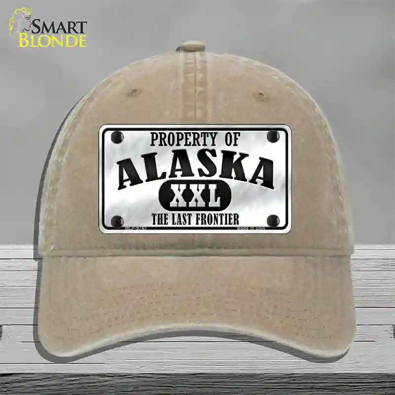 Property Of Alaska Novelty License Plate Hat Unconstructed Cotton / Khaki