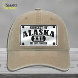 Property Of Alaska Novelty License Plate Hat Unconstructed Cotton / Khaki