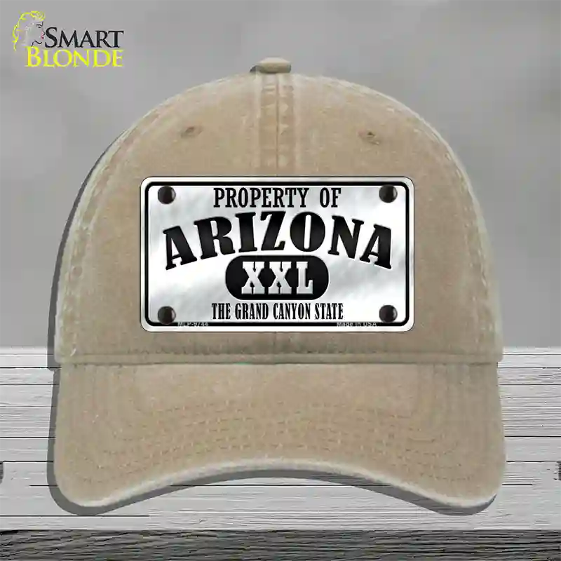 Property Of Arizona Novelty License Plate Hat Unconstructed Cotton / Khaki