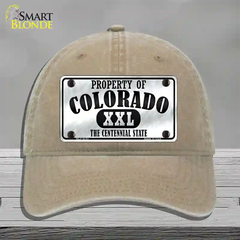 Property Of Colorado Novelty License Plate Hat Unconstructed Cotton / Khaki