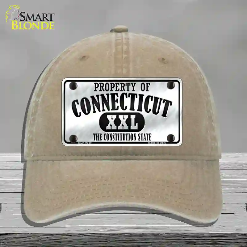 Property Of Connecticut Novelty License Plate Hat Unconstructed Cotton / Khaki