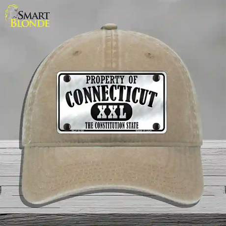 Property Of Connecticut Novelty License Plate Hat Unconstructed Cotton / Khaki