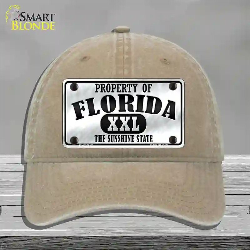 Property Of Florida Novelty License Plate Hat Unconstructed Cotton / Khaki