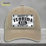 Property Of Florida Novelty License Plate Hat Unconstructed Cotton / Khaki