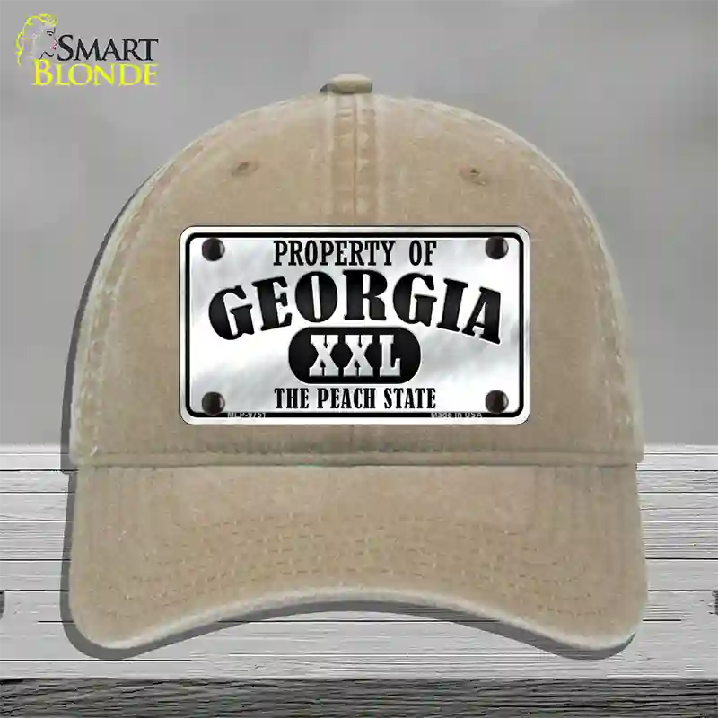 Property Of Georgia Novelty License Plate Hat Unconstructed Cotton / Khaki