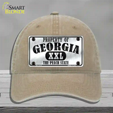 Property Of Georgia Novelty License Plate Hat Unconstructed Cotton / Khaki