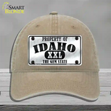 Property Of Idaho Novelty License Plate Hat Unconstructed Cotton / Khaki