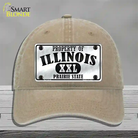 Property Of Illinois Novelty License Plate Hat Unconstructed Cotton / Khaki