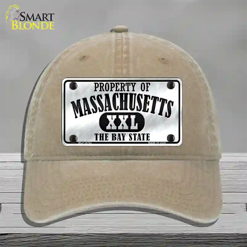 Property Of Massachusetts Novelty License Plate Hat Unconstructed Cotton / Khaki