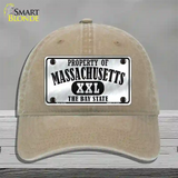 Property Of Massachusetts Novelty License Plate Hat Unconstructed Cotton / Khaki