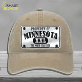 Property Of Minnesota Novelty License Plate Hat Unconstructed Cotton / Khaki