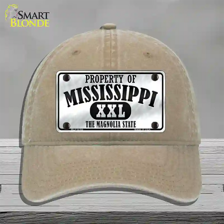 Property Of Mississippi Novelty License Plate Hat Unconstructed Cotton / Khaki