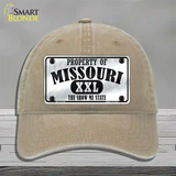 Property Of Missouri Novelty License Plate Hat Unconstructed Cotton / Khaki