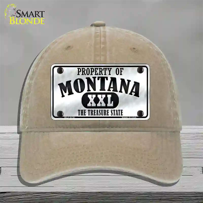 Property Of Montana Novelty License Plate Hat Unconstructed Cotton / Khaki