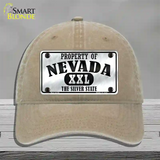 Property Of Nevada Novelty License Plate Hat Unconstructed Cotton / Khaki