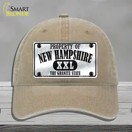 Property Of New Hampshire Novelty License Plate Hat Unconstructed Cotton / Khaki