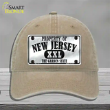 Property Of New Jersey Novelty License Plate Hat Unconstructed Cotton / Khaki