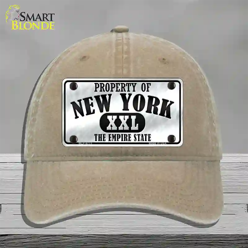 Property Of New York Novelty License Plate Hat Unconstructed Cotton / Khaki