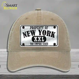 Property Of New York Novelty License Plate Hat Unconstructed Cotton / Khaki