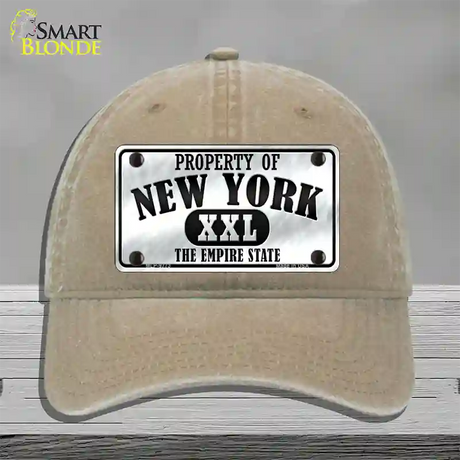 Property Of New York Novelty License Plate Hat Unconstructed Cotton / Khaki